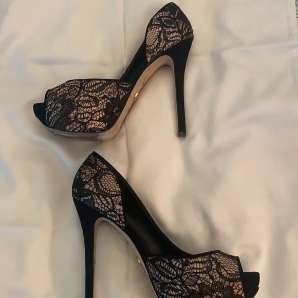 Bebe black lace heels. Size 8. Worn twice. - Picture 3 of 7